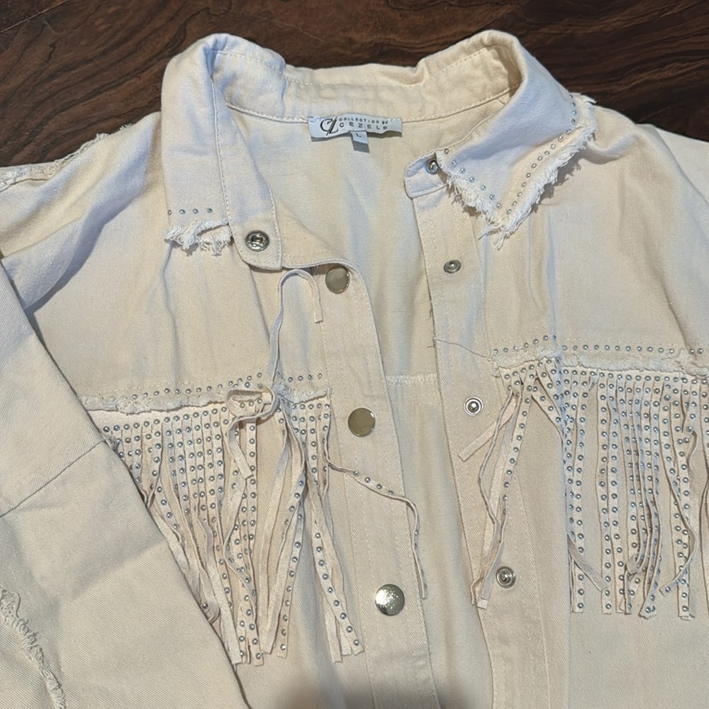 Fringe Shacket/ Button Up - image 3